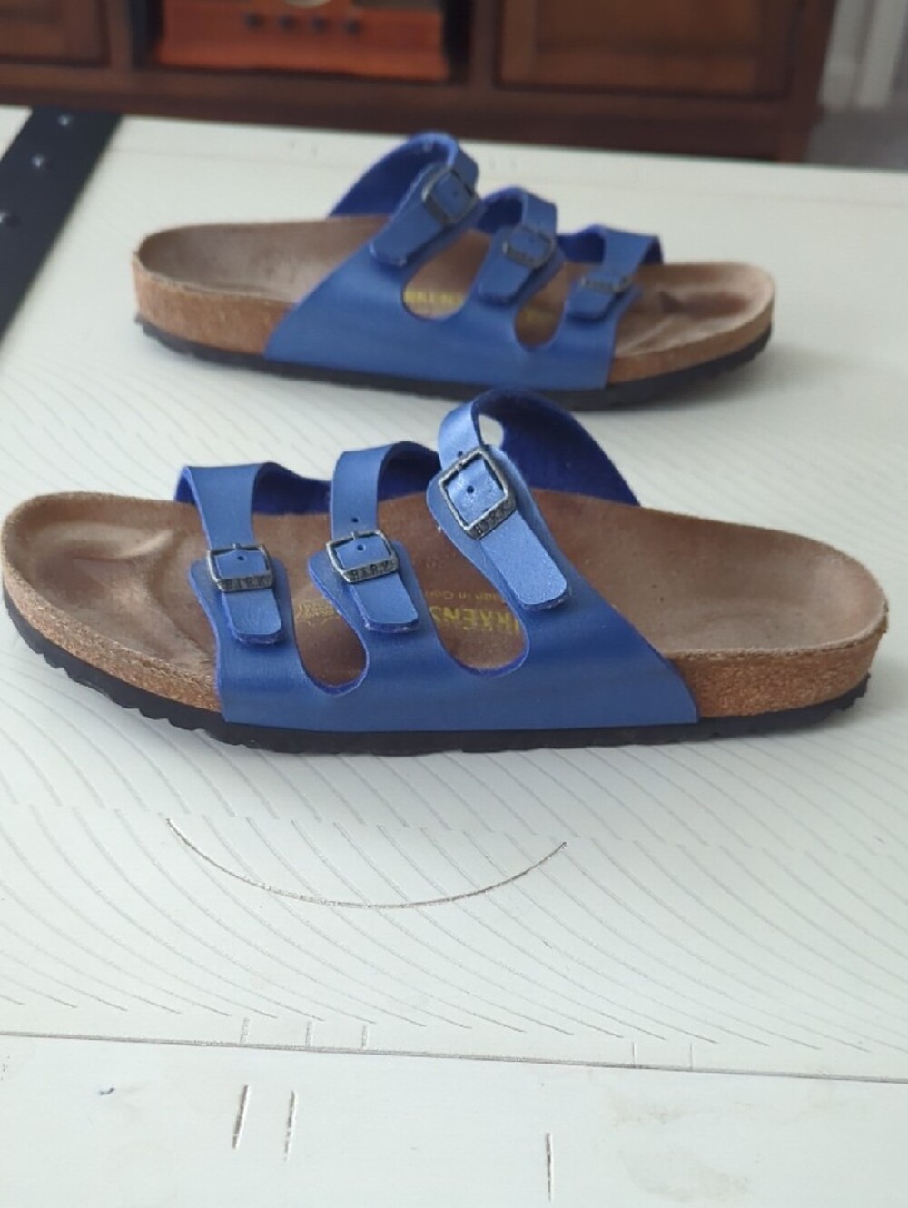 Birkenstock Blue Triple-Strap Women's Florida Sandal - Picture 7 of 8